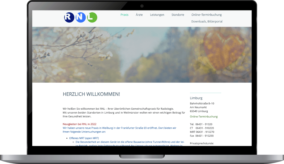 Das ist ein neuer Relaunch einer Radiologie-Website, umgesetzt von einem Webdesigner aus Hamburg.