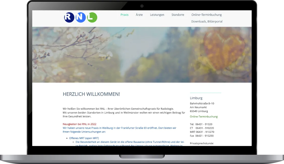 Das ist ein neuer Relaunch einer Radiologie-Website, umgesetzt von einem Webdesigner aus Hamburg.